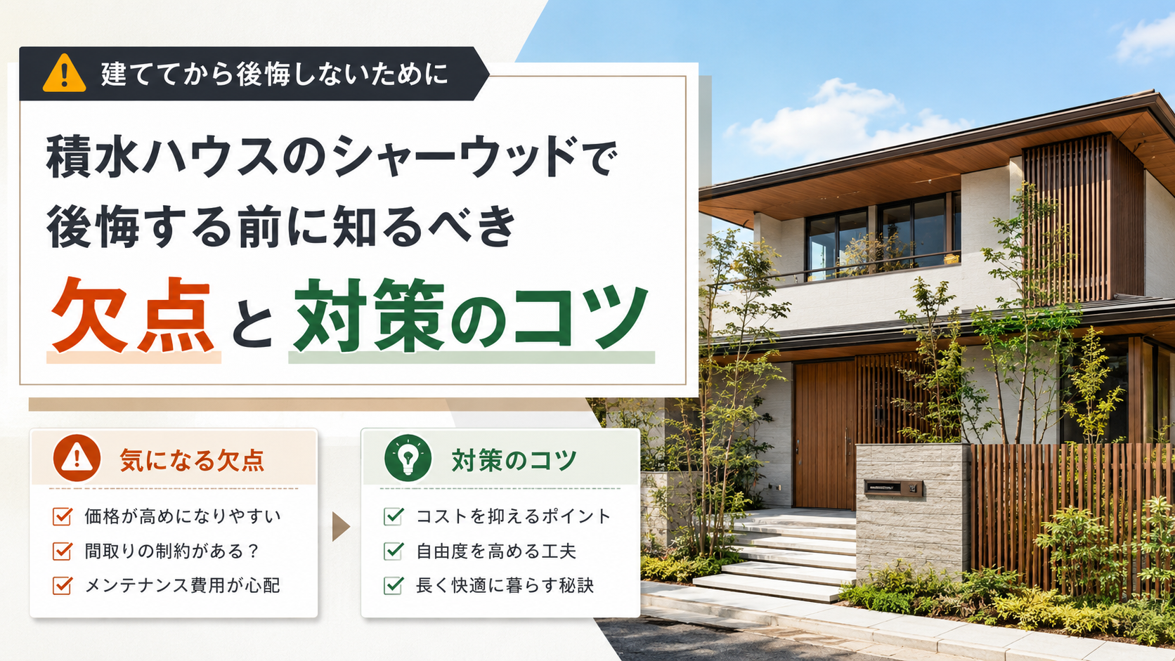 積水ハウスのシャーウッドで後悔する前に知るべき欠点と対策のコツ