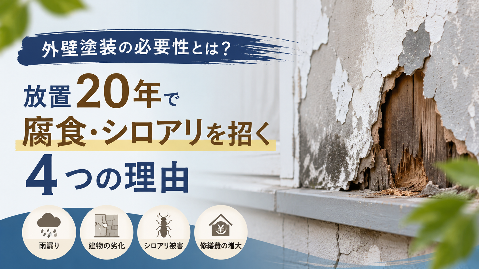 外壁塗装の必要性とは？放置20年で腐食・シロアリを招く4つの理由